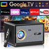HORLAT Proiettore Video HORLAT 3500ANSI 4K UHD con Android Google TV, Ottica Sigillata, Wifi6, Autofocus, 1080P Full HD per Home Theater