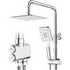 NONE Sistema doccia senza rubinetto, set doccia cromato con soffione angolare da 20x20 cm e doccetta con 3 tipi di getto, colonna doccia per retrofit bagno e doccia, asta doccia regolabile in altezza