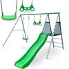 HyperMotion Garden XXL Parco Giochi per Bambini con Altalena, Scivolo e Struttura in Acciaio Trapezoidale per Divertimento in Giardino