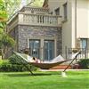 SONGMICS Amaca Doppia Imbottita, Amaca da Giardino con Barre Curve in Bambù Separabili, Amaca Campeggio con Cuscino, 200 x 140 cm, Max Portata 225 kg