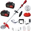 NONE Tagliaerba a batteria 21V 4.0Ah con motore brushless, 700W, 3 velocità, asta estensibile, 2 lame (erba/erba selvatica) - Potente e resistente