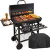 RMF Barbecue a Carbonella con Griglia XL con Termometro Integrato - Kit Accessori e Copertura inclusi, Carrello in Acciaio Resistente con Ruote, Ripiani Laterali Pieghevoli, Cassetto Raccogli-Cenere