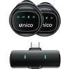NONE Microfono Lavalier Wireless UNICO Round 1-Tx-2-Rx con Porta Type-C 50mAh (con cavo A-C da 0,3M e clip magnetica) Nero RoHS