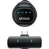 NONE Microfono Lavalier Wireless UNICO Round 1-Tx-1-Rx con Porta Type-C 50mAh (con cavo A-C da 0,3M e clip magnetica) Nero RoHS