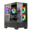 NONE Nuwo Flow FK100 Case PC Gaming Micro-ATX Mini Tower | 3 Ventole ARGB 120mm | Pannello Frontale e Laterale in Vetro Panoramico | Nero