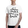NONE T-shirt Uomo 100% Cotone con Scritta Amore Pasta Vino e Basta, Maglietta a Maniche Corte Girocollo Casual Divertente, Top Italiano per Amanti del Cibo, Regalo Uomo