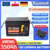 Kuoouk Batteria LiFePO4 al litio ferro fosfato da 12V 350Ah 200Ah con BMS integrato per campeggio all'aperto, golf cart, accumulo solare, energia domestica