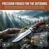 NONE Coltello a lama fissa per esterni, lama in acciaio inossidabile lucidato a specchio, manico in legno, full tang, multiuso per campeggio e bushcraft, strumento da taglio dritto