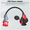 NONE Adattatore di Alimentazione CEE 16A 400V con Cavo in Gomma 3x2.5mm² e Sdoppiatore ad Alta Corrente