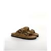 NONE Ciabatte estive casual da uomo con doppio cinturino e punta aperta, sandali slip-on in finta pelle scamosciata con fibbia regolabile, ciabatte piatte antiscivolo con soletta in sughero morbido,