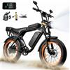 Aairsk Bici elettrica Aairsk X5 20 x Compact Fatbike, batteria rimovibile 48V 15Ah con autonomia di 80 km, bagagliaio Sous-Sous, motore da 250W a 25 km/h, freni a disco, verniciatura acero, E-BIKE