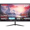WDSZKMYF Monitor da Gaming per Ufficio Great View da 27 Pollici 2560×1440 QHD 100Hz FHD Display per Computer con Risposta Rapida Pannello IPS HDR10 Schermo LCD Senza Sfarfallio a Luce Blu Ridotta Supporto