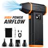 Ventilatore elettrico senza spazzole, con motore turbo, 120.000 giri/min, senza fili, batteria ricaricabile da 5200 mAh, 3 velocità, display a LED, ideale per la pulizia di tastiere, PC, auto, casa e