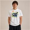 NONE Maglietta da uomo con stampa di gatto stilizzato, design artistico colorato, maglietta da uomo 100% cotone, grafica divertente e creativa, stile casual streetwear, perfetta per il tempo libero, le