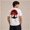 NONE Maglietta da uomo con stampa albero solare, stile casual e streetwear, maglietta da uomo 100% cotone, design ispirato al tramonto e alla natura, perfetta per il tempo libero, le vacanze, i viaggi e