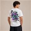 NONE Maglietta da uomo con drago giapponese, stile streetwear e casual, Maglietta da uomo 100% cotone, motivo drago blu e fiori viola con calligrafia giapponese, per il tempo libero, vacanze, estate,