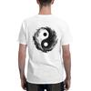NONE T-Shirt Uomo Cinese Bianca con Stampa Posteriore Yin Yang Tai Chi, in Cotone Leggero, Manica Corta, Girocollo, Stile Retrò Grande Taoismo, Estiva Casual, Moda Harajuku Streetwear, Taglie S M L XL XXL