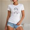 NONE Maglietta da donna 100% cotone, stile casual e streetwear, con divertente disegno di cane stilizzato, perfetta per il tempo libero, le vacanze, l'estate, la spiaggia, lo shopping, regalo originale per