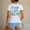 NONE Maglietta da donna 100% cotone, stile casual estivo, con stampa tartaruga e scritta The Ocean is Calling, perfetta per vacanze, spiaggia, viaggi, tempo libero, estate, regalo per amiche, appassionate