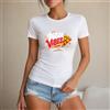 NONE Maglietta da donna 100% cotone, stile casual e divertente, con stampa pizza vibes e fette di pizza colorate, perfetta per il tempo libero, vacanze, estate, spiaggia, shopping, festa, regalo originale