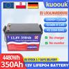 Kuoouk Batteria al litio LiFePO4 12V 350Ah con BMS 100A, ideale per camper, golf cart, sistemi di energia solare, motori da traina, barche, energia solare, disponibile in magazzino UE.