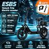 Sixfox Comfortable Electric Bike For Urban Commuting 22 MPH 48V 22.5Ah Lithium Battery Up To 40-Mile Range Equipped With A Seat And Rear Storage Compartment Disc Brakes, And Suspension System App Controlled