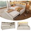 NONE Letto a soppalco 90x200 con sommieratoio, LED e USB, letto matrimoniale, testiera a L con contenitore, letto estraibile 90x190 cm, beige, materasso non incluso, per adulti e adolescenti