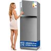 BAKAJI Frigorifero Bianco Capacità 413 Litri con Congelatore e Doppia Porta, Frigo Libera Installazione con Tecnologia No Frost e Multi Air Flow, Bassa Rumorosità, 70 x 67 x 172.3 cm (Grigio)