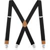 GOUNNU Bretelle Uomo Elastici Registrabili Bretella da Uomo Larghe 3.5cm con 4 Forte Clip Bretelle Pesantia Forma di X per Camicie, Jeans,Feste, Affari,Taglia Unica (Nero)
