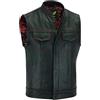 Leatherick Groove Club Gilet Pelle Uomo - Fodera In Raso Paisley Tradizionale Con Cuciture Nere (IT, Numero, 56, Regular, Regular)