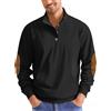 Rayson Felpe Senza Cappuccio da Uomo,Felpa da Uomo in Velluto a Coste con Bottoni,Maglia a Maniche Lunghe Business Pullover Sweatshirt（Nero,M）