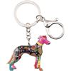 WEVENI Smalto Lega Cane Levriero Anello Portachiavi Animali Regalo Auto Portafoglio Borsa Charms Per Le Donna Ragazze (Multi)