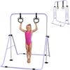 HOMCOM Sbarra Ginnastica Artistica da Casa Pieghevole per Bambini 3+ Anni, Attrezzatura da Allenamento ad Altezza Regolabile con 2 Anelli e Tappetini Antiscivolo, Viola