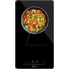 EVVO Piastra a induzione 2 zone di cottura V31, potenza massima 3.500 W, 9 livelli, max diametro 18 cm, booster, controllo touch, indicatore di calore