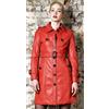 Fatto a mano Trench cappotto design slim fit pelle di agnello cintura rosso donna abbiglia...