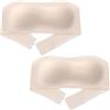 Happy Cherry 2 Pezzi Ragazze Reggiseno Senza Spalline Bandeau Bra a Fascia Invisibile Senza Cuciture Bralette con Spalline Staccabili Beige+Beige S 32/70
