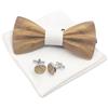 Cyriacus Papillon Legno Uomo Fazzoletto Gemelli Set Papillon da Matrimonio Business Festa Lavoro Laurea