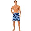 bugatti® - Costume da bagno da uomo, lungo, moderno, con motivo floreale, estivo, stile hawaiano/tropicale, in blu, rosso/grigio chiaro o nero/giada, Blu, XL