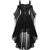 Generisch Costume da halloween da donna gotico abito corto medievale vita legata costume da strega vampiro rinascimentale maniche a tromba corsetto adulto carnevale steampunk barocco abito da cocktail abito da