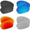 EZReplace Lenti di ricambio per occhiali da sole Oakley Monster Dog (lenti polarizzate), Carbon Black + Ice Blue + Fire Red + Metal Silver, Taglia unica