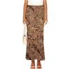 Skrtimory Gonna lunga da donna in raso di seta con coulisse, svasata, casual, a trapezio, con stampa leopardata