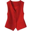 BeerMmay Tailleur Donna,Gilet Completamente Foderato per Costumi Festivi Da Donna, Alla Moda, Senza Maniche, con Bottoni, Scollo A V, Corto, Estivo, Elegante, Sottile, Retrò, Giacca Da Festa, Rosso M
