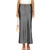 Skrtimory Gonna lunga da donna in raso di seta con coulisse, svasata, casual, a trapezio, con stampa leopardata