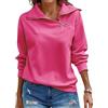 Cuptacc Felpa Donna con Zip Scollo a V Tinta Unita Maglietta Donna Maniche Lunghe Moda 1/4 Zip Pullover Invernale Rosa Caldo, Large L 42-44
