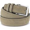 La Bottega del Calzolaio Cintura Uomo Pelle Scamosciata 3,5 cm, Cintura Unisex in Vero Camoscio con Interno in Cuoio, Artigianale Made in Italy, Fibbia in Metallo Argentato, Astuccio Regalo