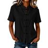 GMQWRK Camicie a maniche corte da donna in stile etnico vintage con bottoni pieghevoli, top orientali da donna, camicette estive leggere abbigliamento tradizionale cinese abbigliamento casual, Nero , S