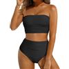 Generic 2026 Set Bikini a Fascia Vita Alta da Donna Senza Spalline, Due Pezzi, Costume Bagno Coste, Copertura Completa, Costumi