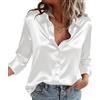 Zeagoo Camicia Donna in Raso Elegante Blusa Scollo a V Seta Camicetta Bianco M