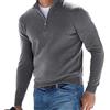 Letuwj Top Polo Manica Lunga Scollo a V Lana Pile Cerniera Uomo Casual, grigio, XXL