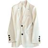 Generico Blazer da Donna Casual Aperto sul Davanti, con Risvolto, Maniche Lunghe, da Ufficio, Formale, Classico, vestibilità Slim, da Lavoro, Due Bottoni, per L'Ufficio Quotidiano, Bianco Crema XXS